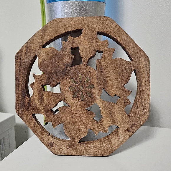 Indian Carved Wood Trivet - Picture 1 of 8